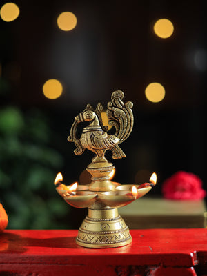 Peacock/Mayur Brass Lamp