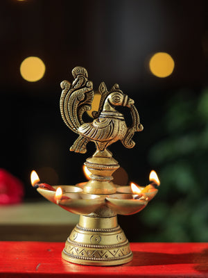 Peacock/Mayur Brass Lamp