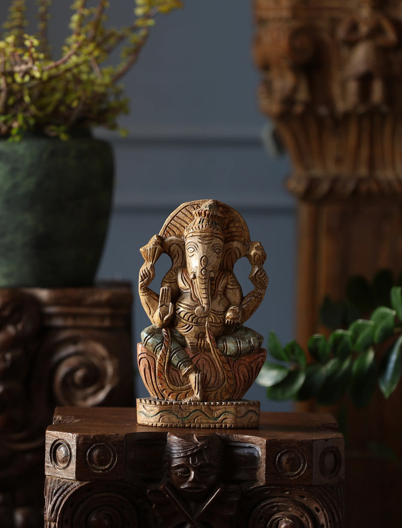 Wooden Whisper - Ganesha Carved Antique Finish