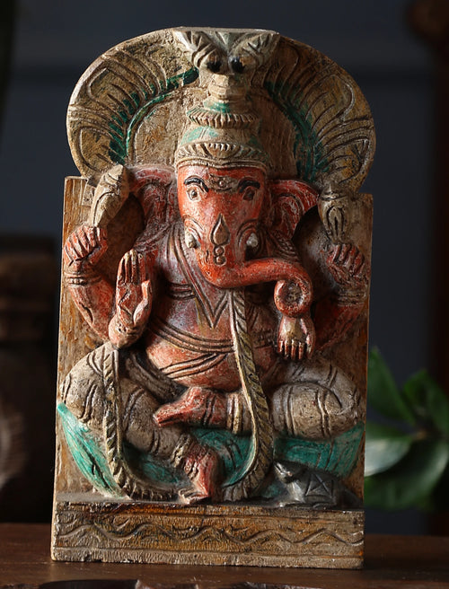 Wooden Whisper - Ganesha Carved Antique Finish