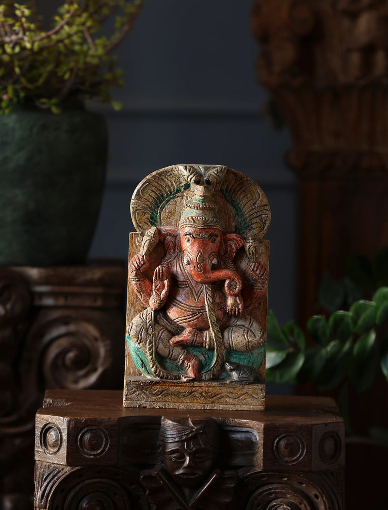 Wooden Whisper - Ganesha Carved Antique Finish