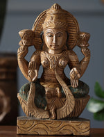 Wooden Whisper - Lakshmi Hand-Carved Statue