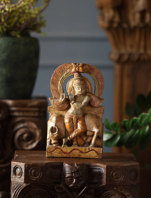 Wooden Whisper - Krishna Carved Rustic Finish