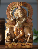 Wooden Whisper - Krishna Carved Rustic Finish