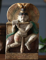 Wooden Whisper - Krishna Carved Rustic Finish