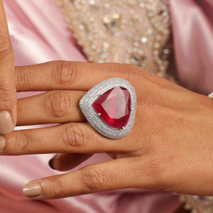 Dilara Heart Shape Red Ring