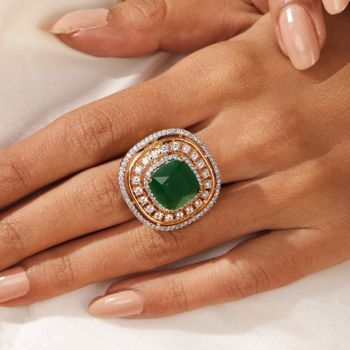 Elina Emerald Green Ring