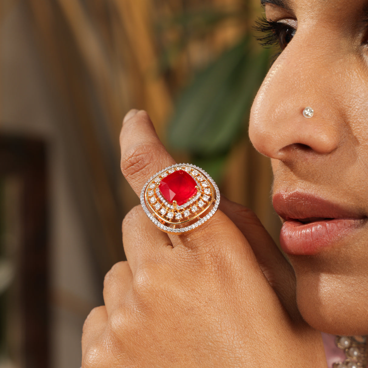 ElinaEmerald Red Ring