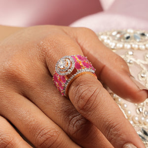 Banu Emerald Elegance Diamond Halo stone Statement Ring