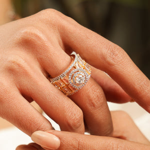 Banu Emerald Elegance Diamond Halo stone Statement Ring