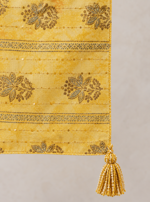 Zari Gul Yellow Table Runner