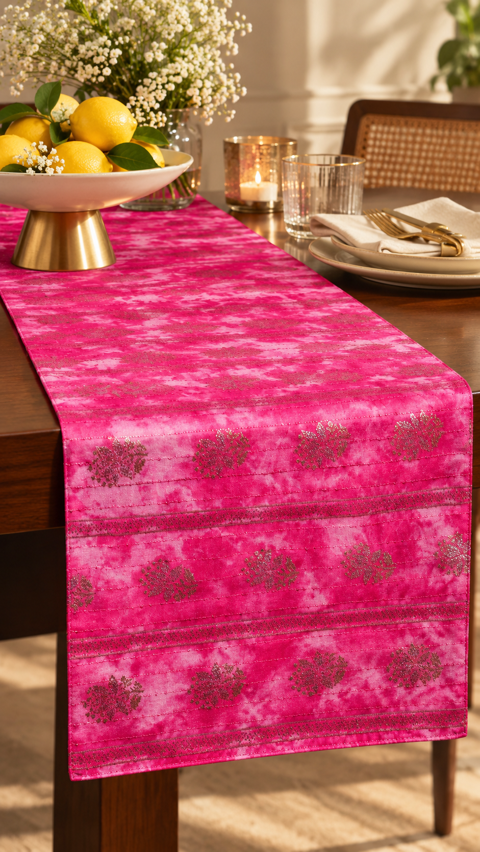 Zari Gul Pink Table Runner