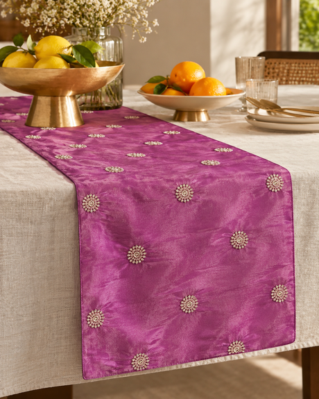 Zari Gul Violet Table Runner