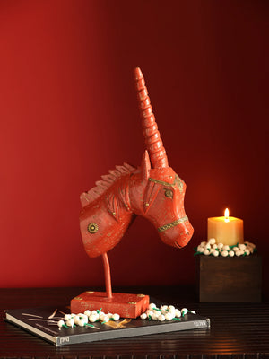 Antiquity Rustica Collective - Wooden Unicorn On Stand