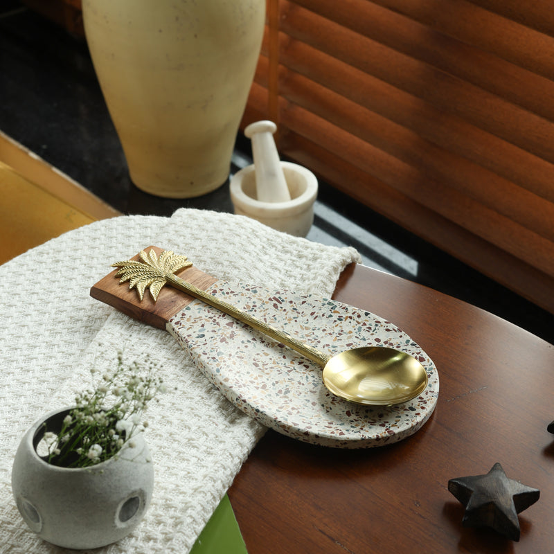 Wood and Terrazo Combination Spoon Rest