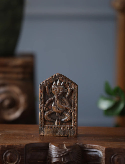 Wooden Whisper - Ganesha Wooden Antique Sculpture