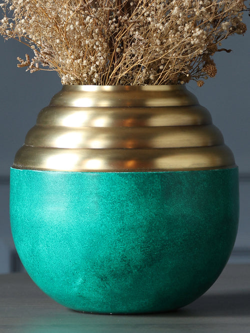 Patina Gold Finish Flower Vase