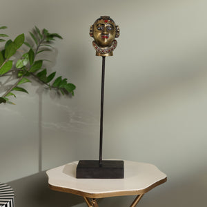Vintage Statue - Brass Amba with wooden stand (Large)