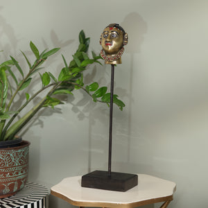 Antique Statue - Brass Amba with wooden stand (Small)