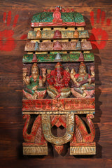 Ganesha & Laxmi Carved Kavadi in Vintage Rustic Finish