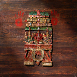 Ganesha & Laxmi Carved Kavadi in Vintage Rustic Finish