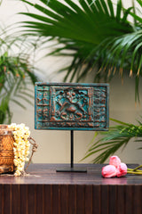 First God-Ganesha vintage finish wooden panel on iron stand