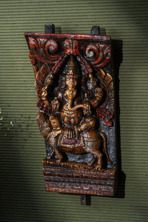 First God Ganesha Wall Panel in vintage finish