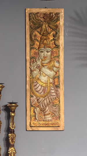 LORD KRISHNA WOODEN PANEL