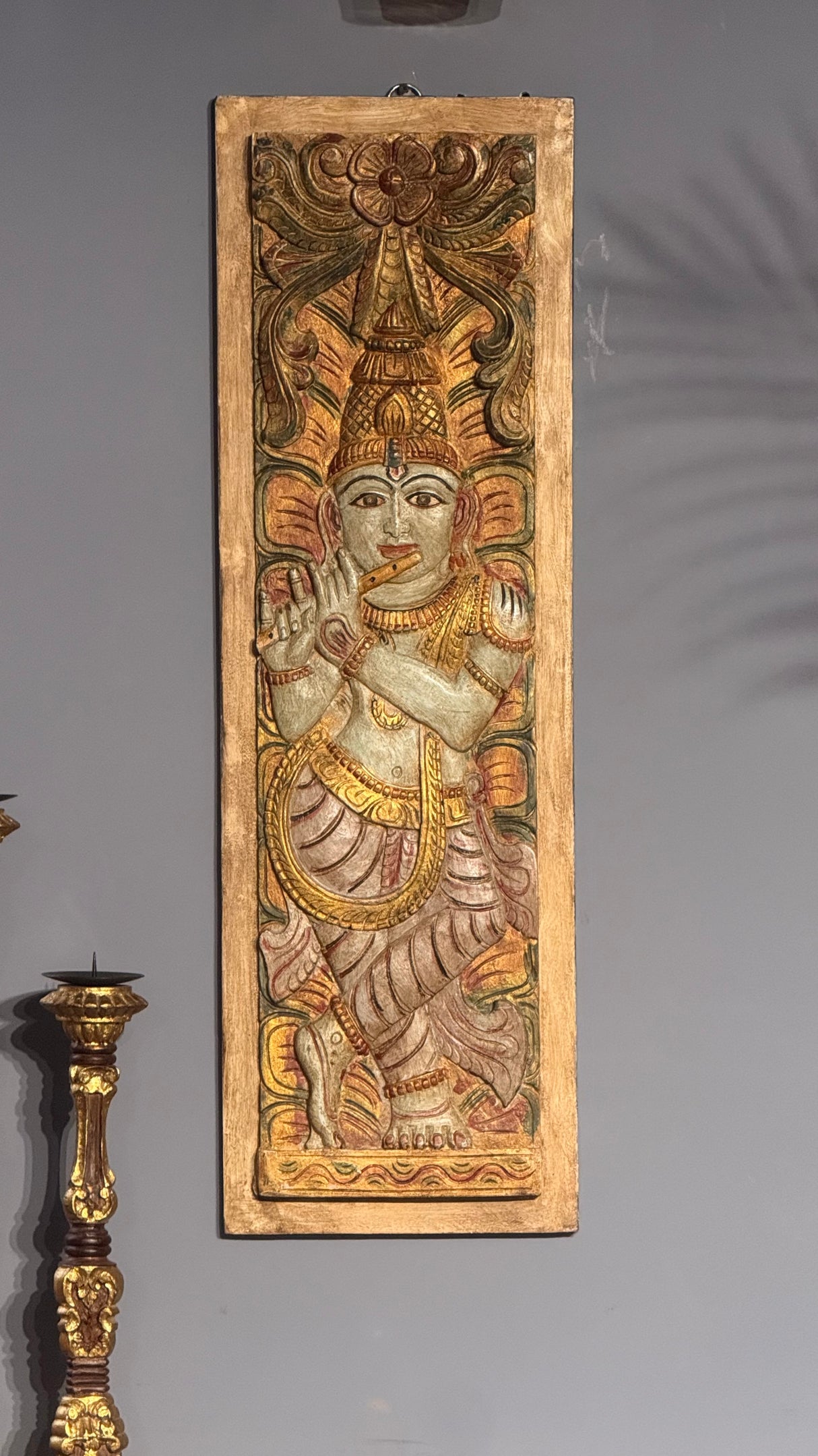 LORD KRISHNA WOODEN PANEL