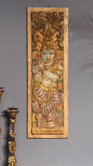 LORD KRISHNA WOODEN PANEL