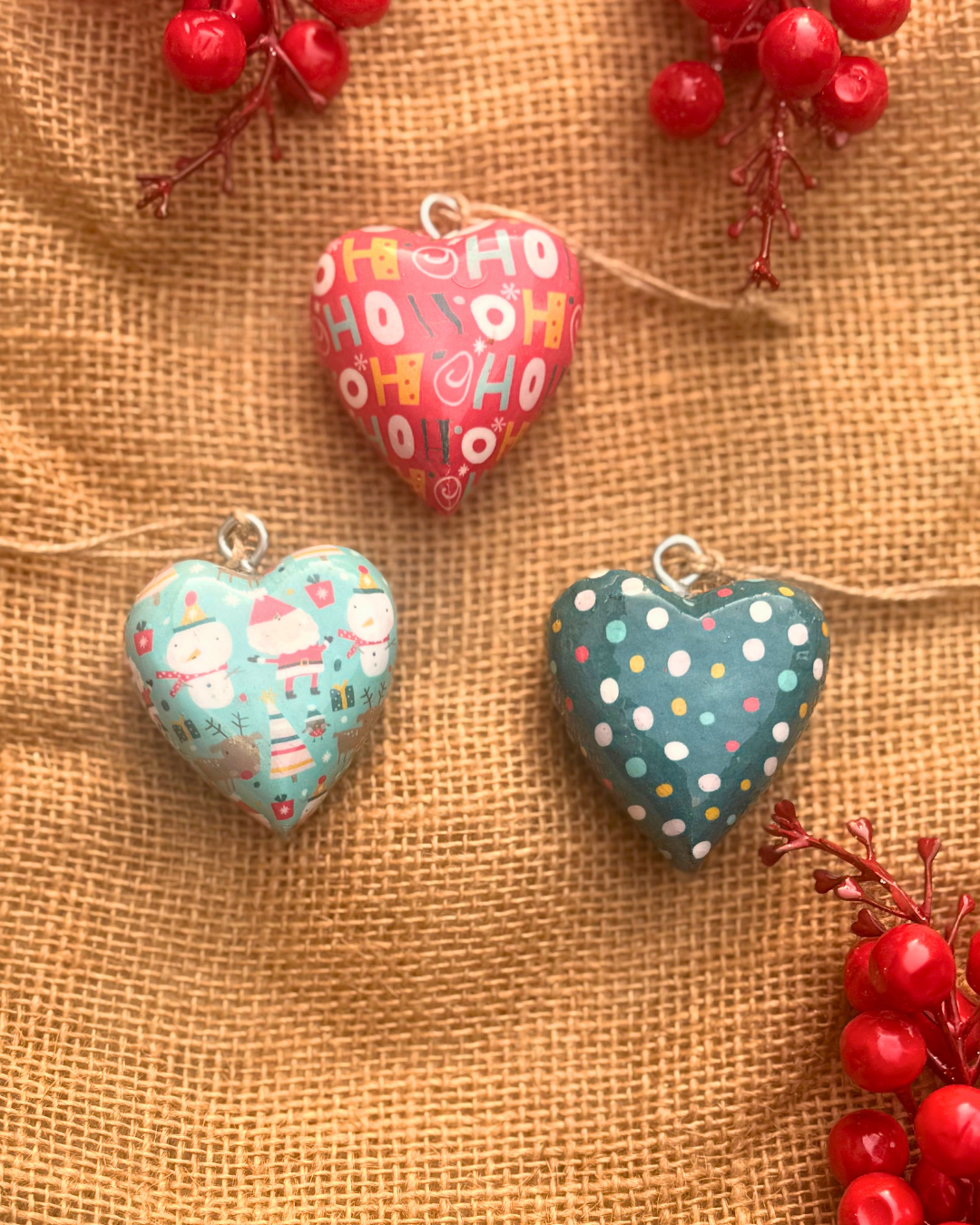 2 Hearts set  Hanging Ornaments (Any 2 colours)