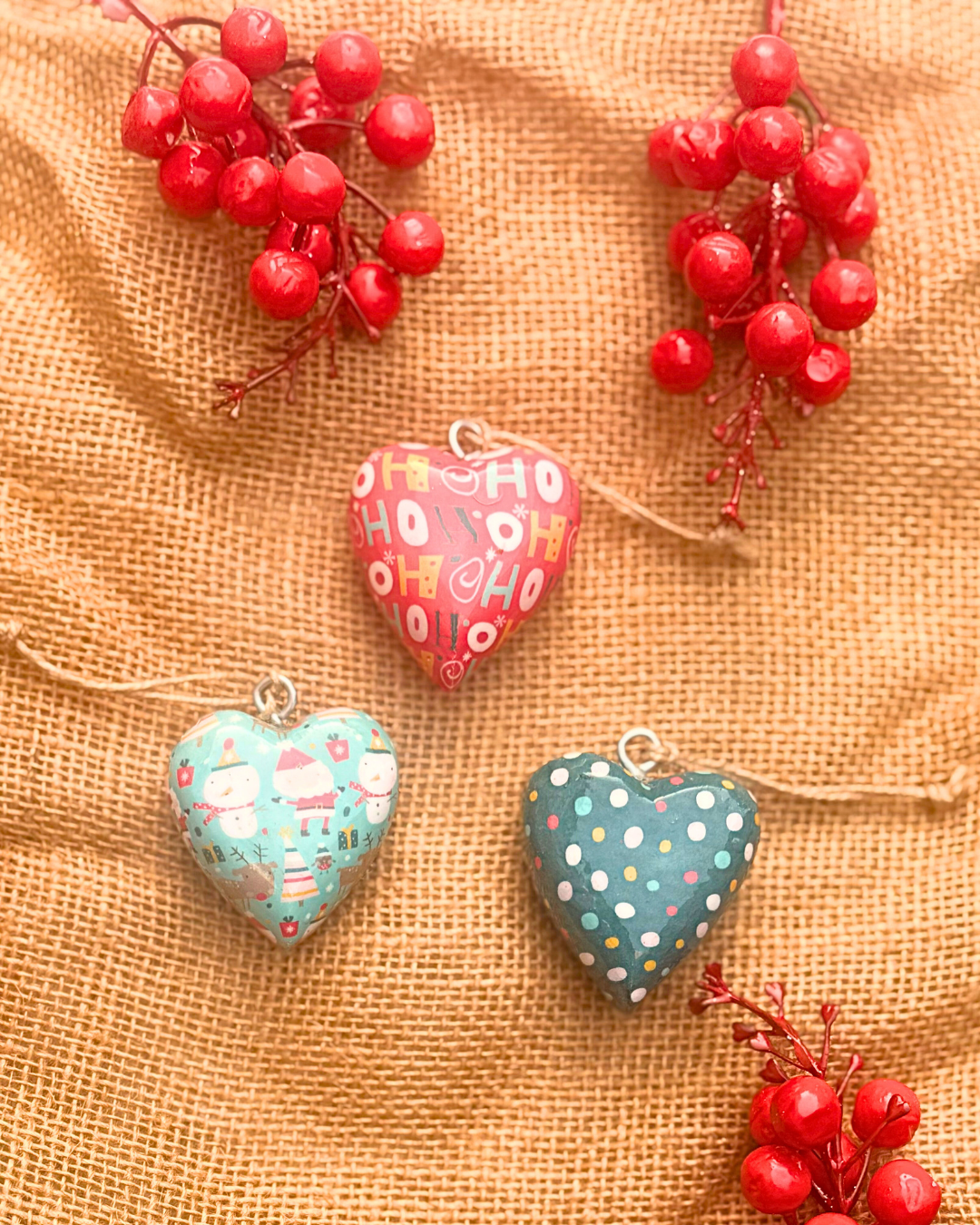 2 Hearts set  Hanging Ornaments (Any 2 colours)