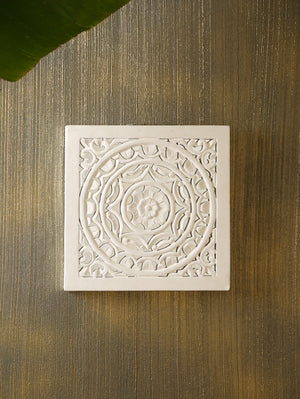 Wall Frame - Distressed White Mandala Square
