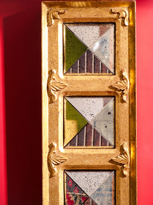 Mirror Frames - Radiant Gold Foil Pyramids in Glamorous Peaks
