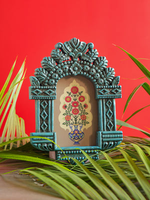 Frame - Rustic Greenish Blue Carved