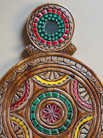 Earthy Elegance: The Allure of a Rustic Green and Red Carved Platter