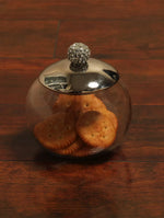 Sparkling Rhinestone Detail glass Jar with Nickle Plated Lid - M - Amoliconcepts