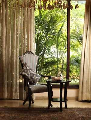 Intricate Embroidered Cushion Cover With Beads with Rich Cotton Duck Lace