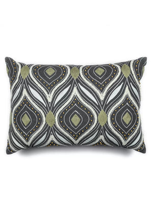 Intricate Embroidered Cushion Cover With Beads with Rich Cotton Duck Lace