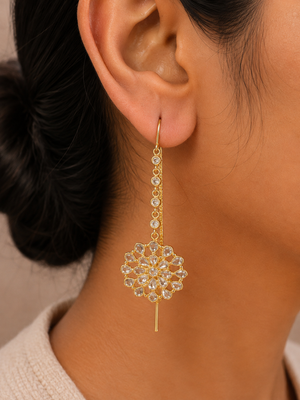Floral Radiance Crystal Drop Earrings