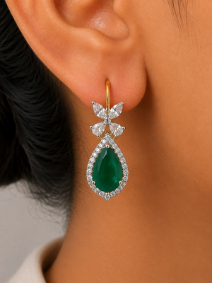 Armina Emerald Butterfly Teardrop Earrings