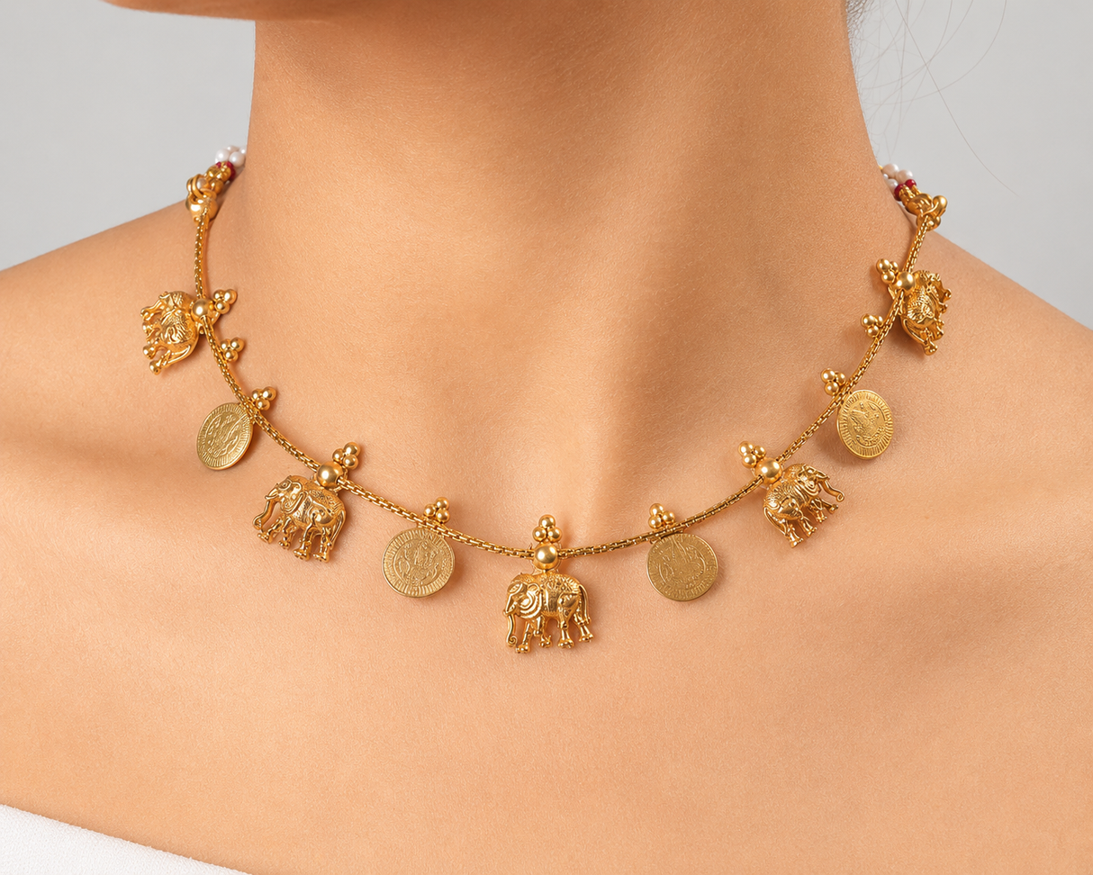 Shirin Floral Coin Charm Necklace Set