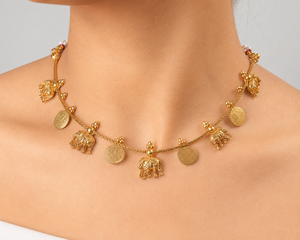 Shirin Floral Coin Charm Necklace Set