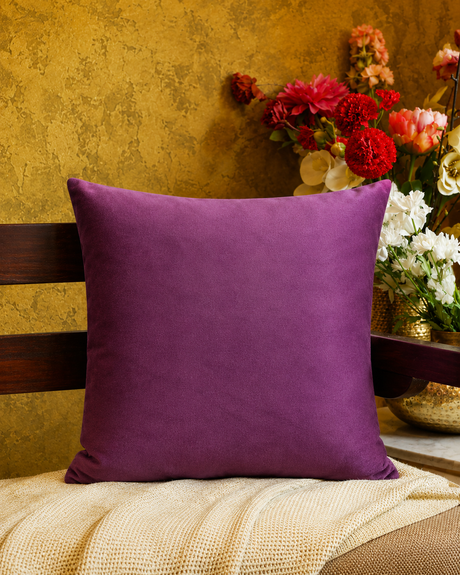 Cotton-Velvet Cushion Cover - Violet