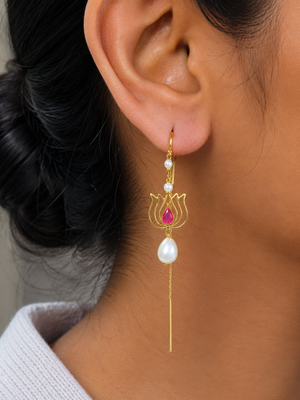 Aarohi Lotus Pearl Earrings