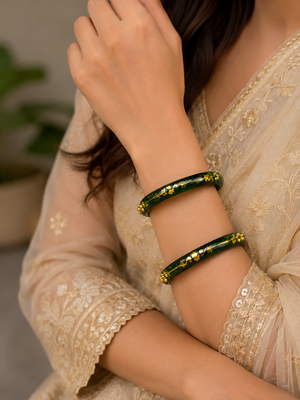 Arnika Green Bloom Designer Bangles