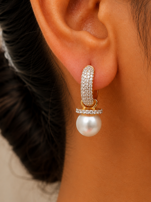 Nura Pearl Luxe Pavé Drop Earrings