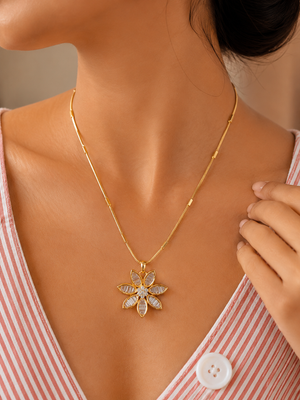 Champa Floral Bloom Necklace Set
