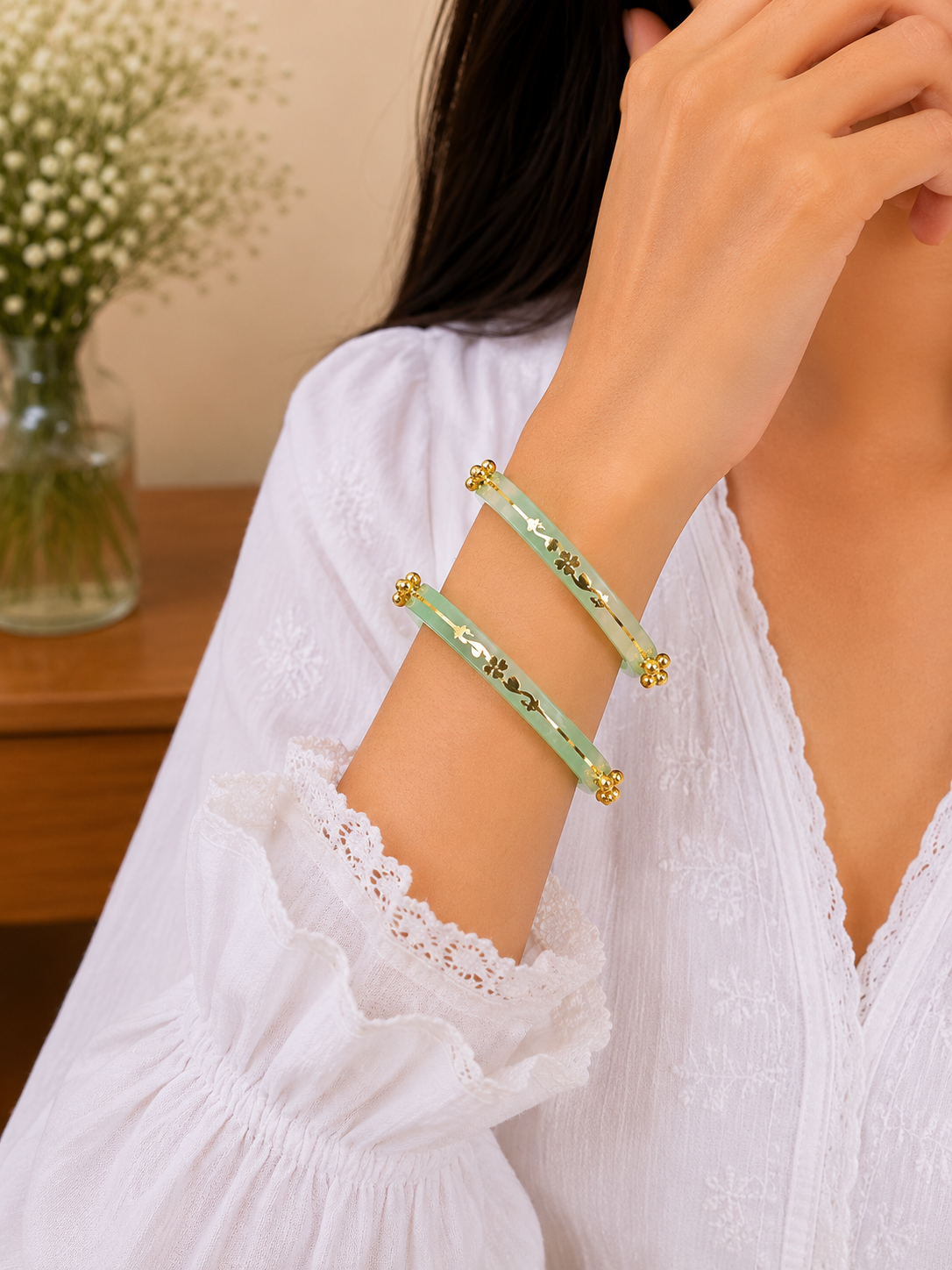 Arnika Pista Bloom Designer Bangles