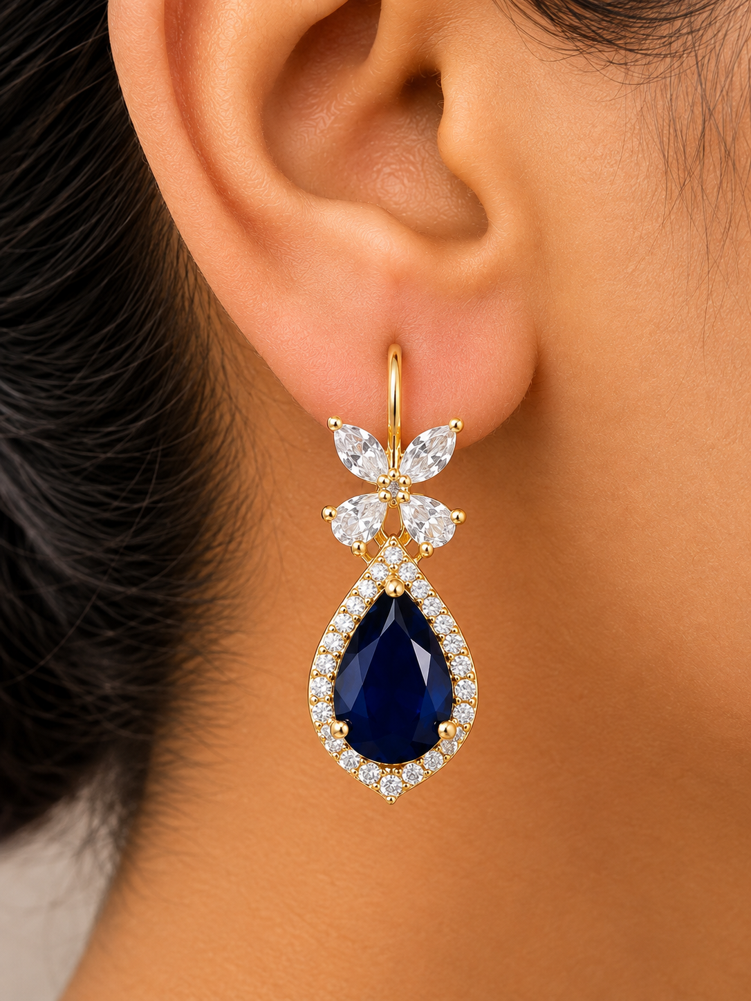 Armina Sapphire Butterfly Teardrop Earrings